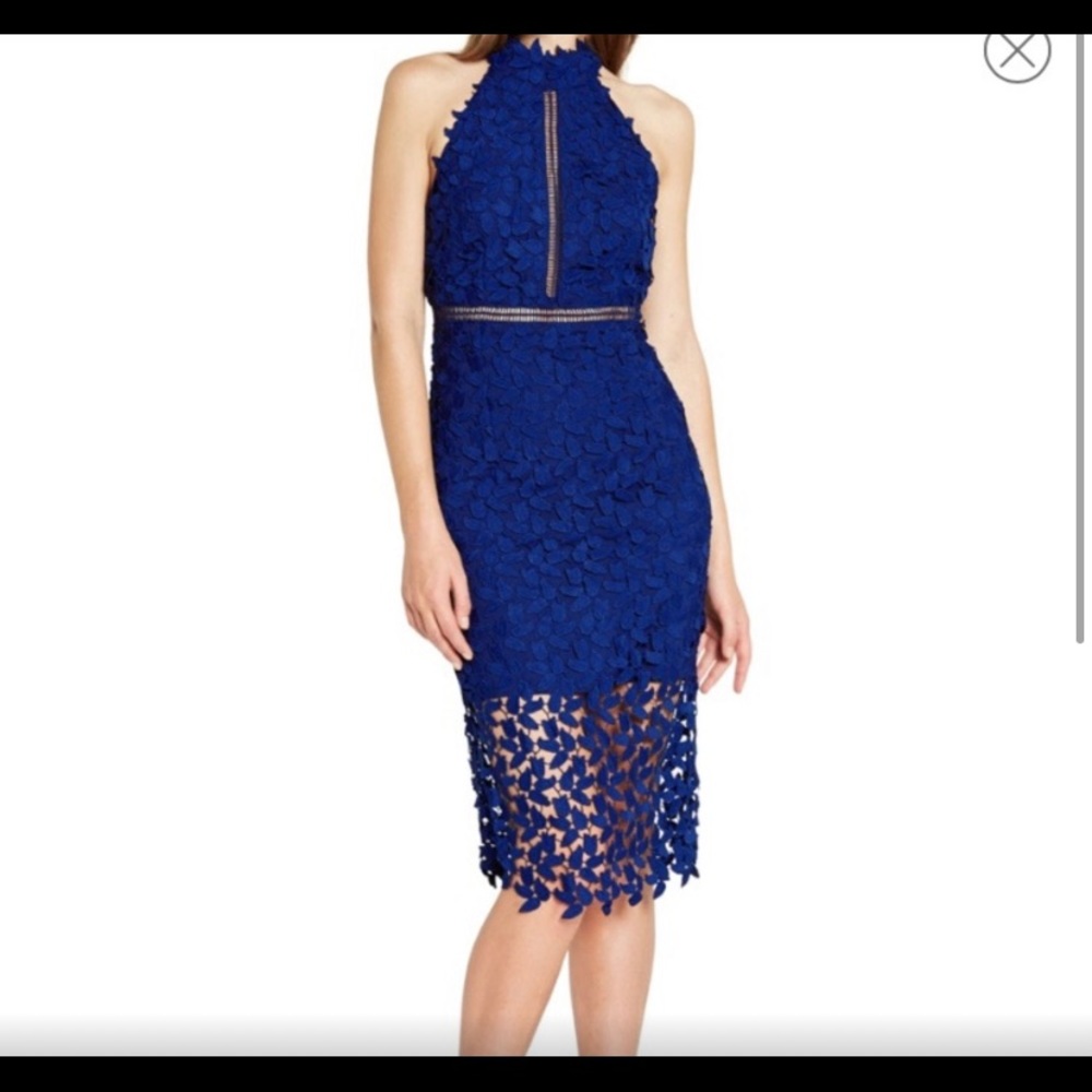 NWT Bardot Noni Lace Halter Dress Cobalt